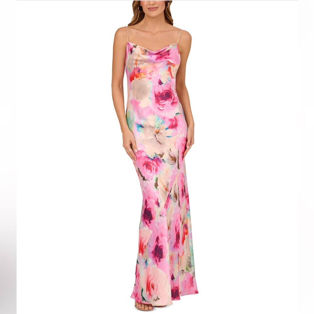 Liv Foster Sateen Cowl Neck Gown